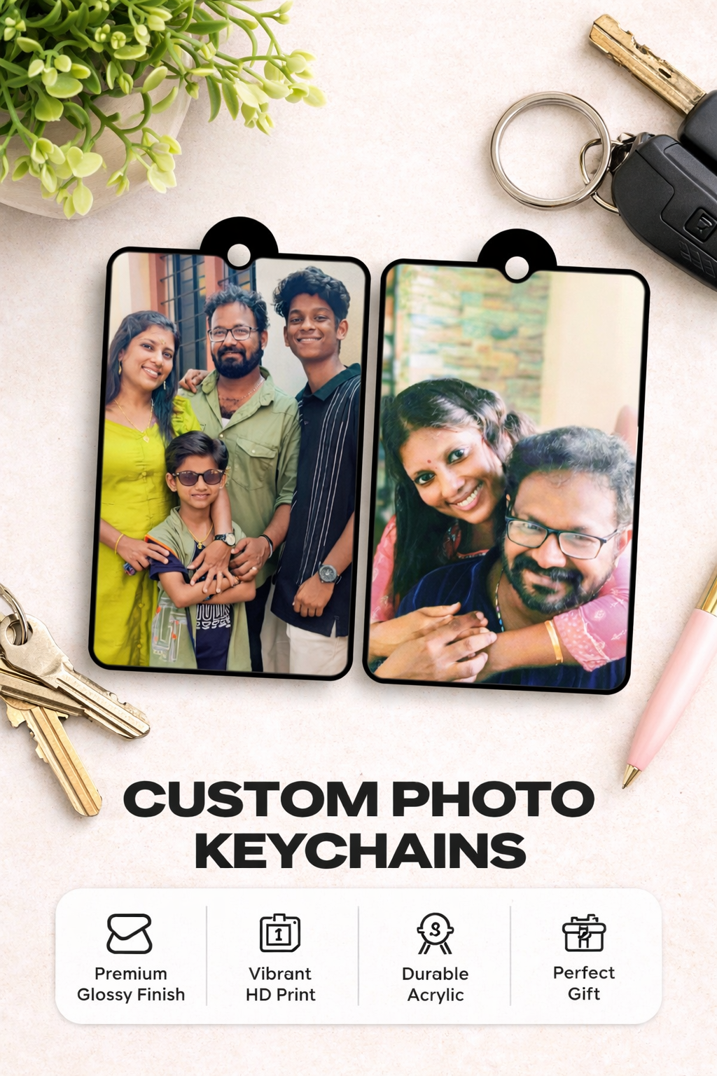 Family & Friends Photo Printed Keychain