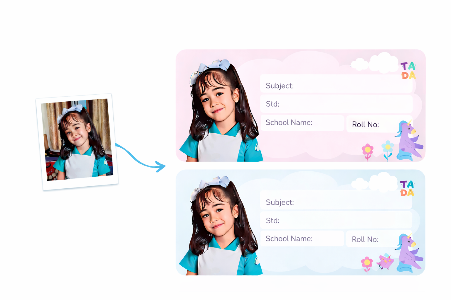 Personalised Book Labels With Child Cartoonised Photo & Name